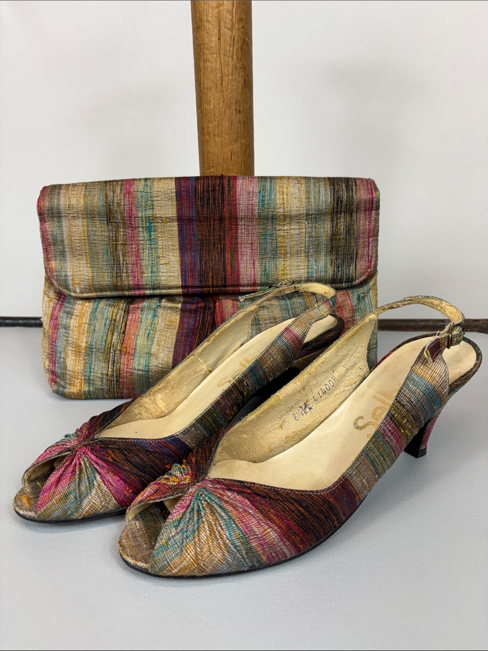 VTG Selby Slingback Peep-Toe Heels w/Matching bag   8.5  ...FREEship 90s style
